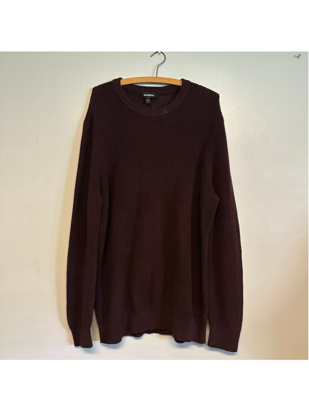 Express Burgundy Crewneck Sweater Men’s Size XL 100% Cotton